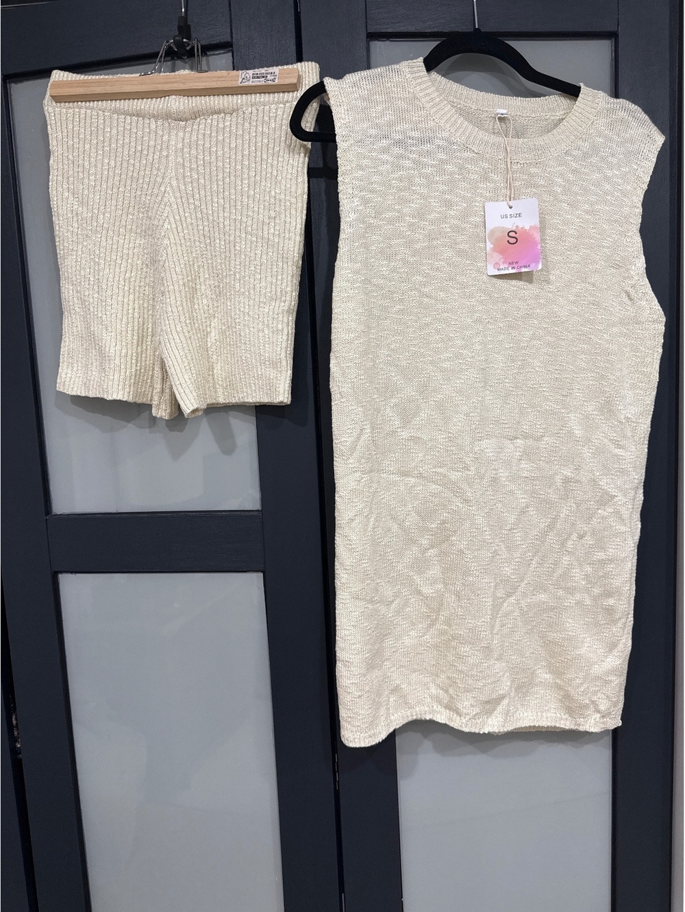 Cream knit two-piece set
